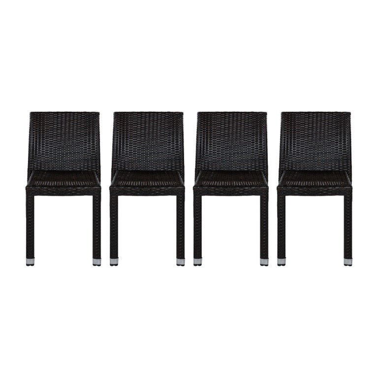 English Elm Larache Handwoven PE Wicker Armless Dining Chairs Set of 4 for Outdoor Patios N776P496439D-4