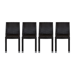 English Elm Larache Handwoven PE Wicker Armless Dining Chairs Set of 4 for Outdoor Patios N776P496439D-4