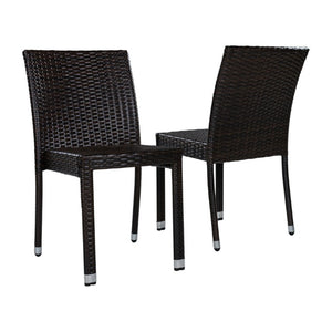 English Elm Larache Handwoven PE Wicker Armless Dining Chairs Set of 4 for Outdoor Patios N776P496439D-4