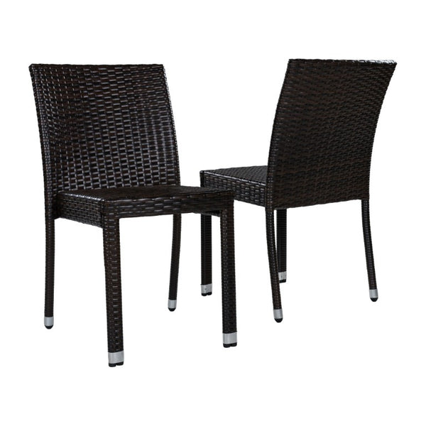 English Elm Larache Handwoven PE Wicker Armless Dining Chairs Set of 4 for Outdoor Patios N776P496439D-4