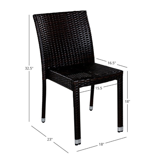 English Elm Larache Handwoven PE Wicker Armless Dining Chairs Set of 4 for Outdoor Patios N776P496439D-4