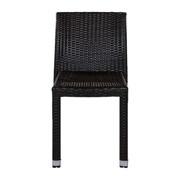 English Elm Larache Handwoven PE Wicker Armless Dining Chairs Set of 4 for Outdoor Patios N776P496439D-4