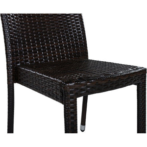 English Elm Larache Outdoor Handwoven PE Wicker Armless Dining Chairs Patio Set All Weather Dark Brown Set of 2 N776P496439D