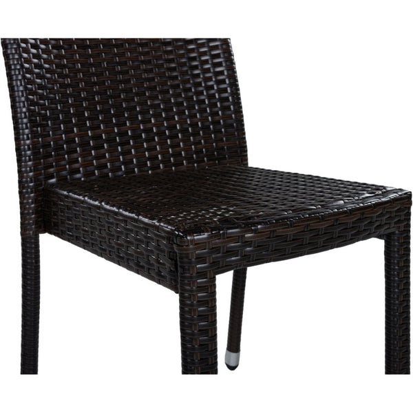 English Elm Larache Outdoor Handwoven PE Wicker Armless Dining Chairs Patio Set All Weather Dark Brown Set of 2 N776P496439D