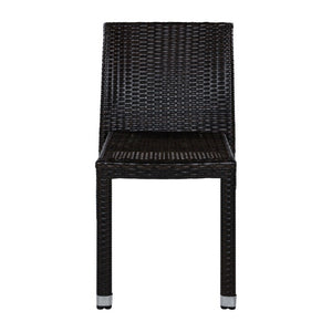 English Elm Larache Outdoor Handwoven PE Wicker Armless Dining Chairs Patio Set All Weather Dark Brown Set of 2 N776P496439D