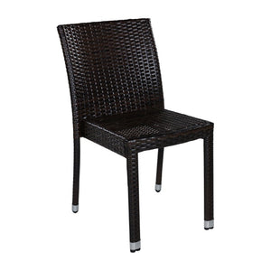 English Elm Larache Outdoor Handwoven PE Wicker Armless Dining Chairs Patio Set All Weather Dark Brown Set of 2 N776P496439D