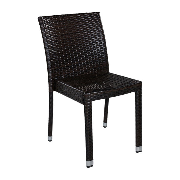 English Elm Larache Outdoor Handwoven PE Wicker Armless Dining Chairs Patio Set All Weather Dark Brown Set of 2 N776P496439D