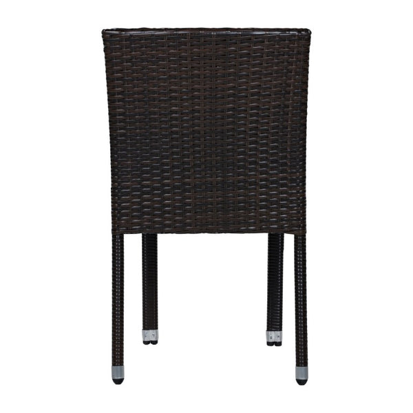 English Elm Larache Outdoor Handwoven PE Wicker Armless Dining Chairs Patio Set All Weather Dark Brown Set of 2 N776P496439D