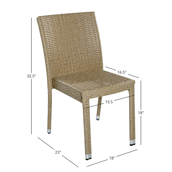 English Elm Larache Outdoor Handwoven PE Wicker Armless Dining Chairs Patio Set All Weather Natural Set of 2 N776P496439Y