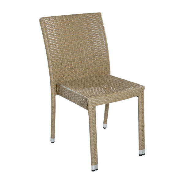 English Elm Larache Outdoor Handwoven PE Wicker Armless Dining Chairs Patio Set All Weather Natural Set of 2 N776P496439Y