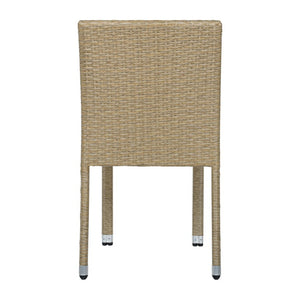 English Elm Larache Outdoor Handwoven PE Wicker Armless Dining Chairs Patio Set All Weather Natural Set of 2 N776P496439Y