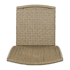 English Elm Larache Outdoor Handwoven PE Wicker Armless Dining Chairs Patio Set All Weather Natural Set of 2 N776P496439Y