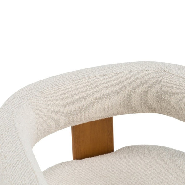English Elm Modern Boucle Upholstered Dining Chairs with Curved Back and Rubberwood Legs Set of 2 Beige/Teak N776P498666T