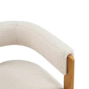 English Elm Modern Boucle Upholstered Dining Chairs with Curved Back and Rubberwood Legs Set of 2 Beige/Teak N776P498666T