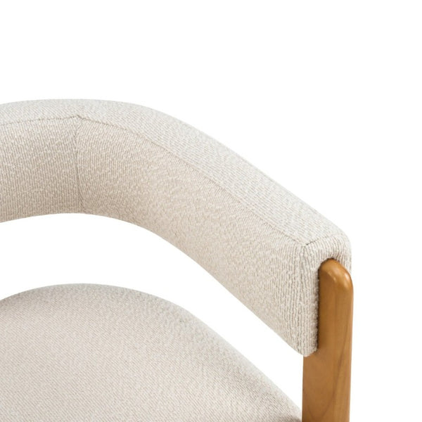 English Elm Modern Boucle Upholstered Dining Chairs with Curved Back and Rubberwood Legs Set of 2 Beige/Teak N776P498666T