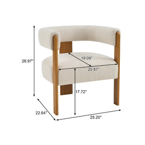 English Elm Modern Boucle Upholstered Dining Chairs with Curved Back and Rubberwood Legs Set of 2 Beige/Teak N776P498666T