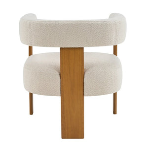 English Elm Modern Boucle Upholstered Dining Chairs with Curved Back and Rubberwood Legs Set of 2 Beige/Teak N776P498666T