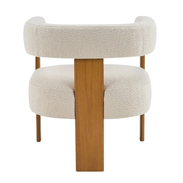 English Elm Modern Boucle Upholstered Dining Chairs with Curved Back and Rubberwood Legs Set of 2 Beige/Teak N776P498666T