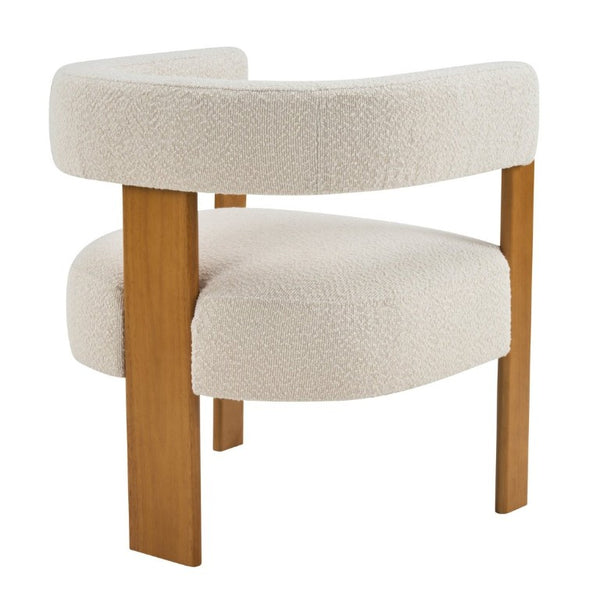English Elm Modern Boucle Upholstered Dining Chairs with Curved Back and Rubberwood Legs Set of 2 Beige/Teak N776P498666T