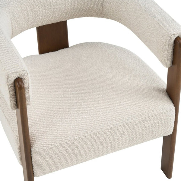 English Elm Modern Boucle Upholstered Dining Chairs with Curved Back and Rubberwood Legs Set of 2 Beige/Dark Walnut N776P498666W