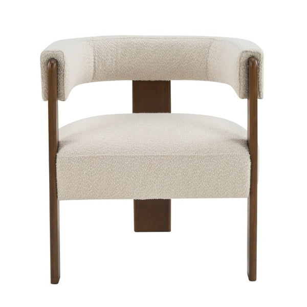 English Elm Modern Boucle Upholstered Dining Chairs with Curved Back and Rubberwood Legs Set of 2 Beige/Dark Walnut N776P498666W
