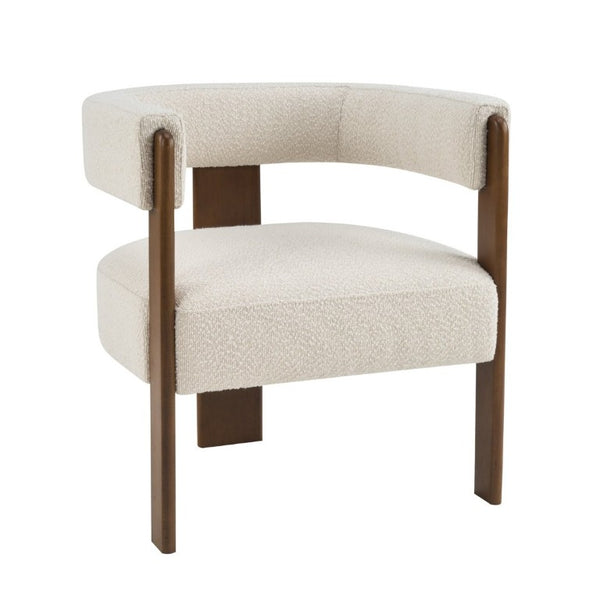 English Elm Modern Boucle Upholstered Dining Chairs with Curved Back and Rubberwood Legs Set of 2 Beige/Dark Walnut N776P498666W