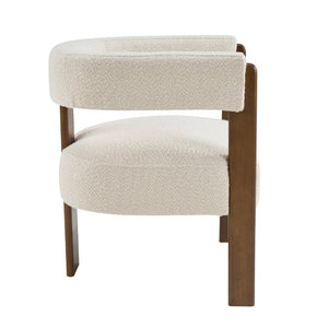 English Elm Modern Boucle Upholstered Dining Chairs with Curved Back and Rubberwood Legs Set of 2 Beige/Dark Walnut N776P498666W