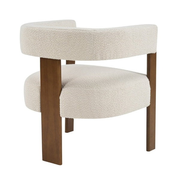 English Elm Modern Boucle Upholstered Dining Chairs with Curved Back and Rubberwood Legs Set of 2 Beige/Dark Walnut N776P498666W