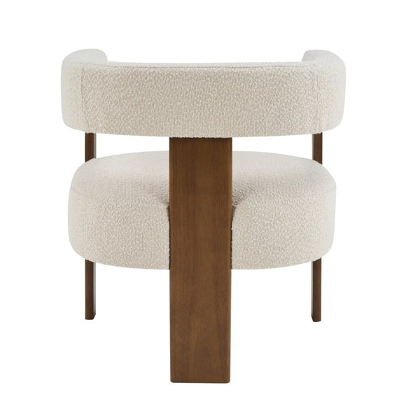 English Elm Modern Boucle Upholstered Dining Chairs with Curved Back and Rubberwood Legs Set of 2 Beige/Dark Walnut N776P498666W