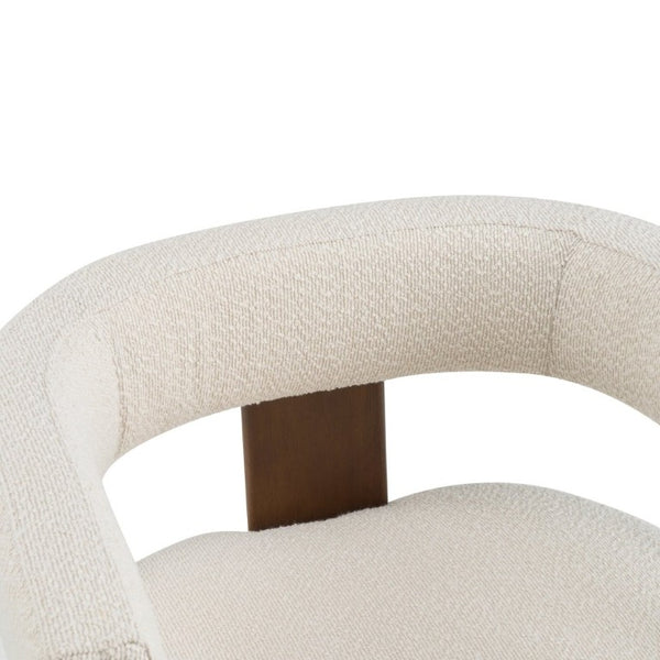 English Elm Modern Boucle Upholstered Dining Chairs with Curved Back and Rubberwood Legs Set of 2 Beige/Dark Walnut N776P498666W