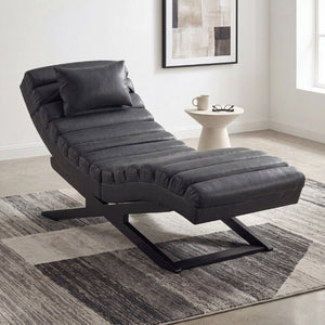 English Elm Modern PU Leather Chaise Lounge with X Base for Living Room or Bedroom Rest N776P498768B