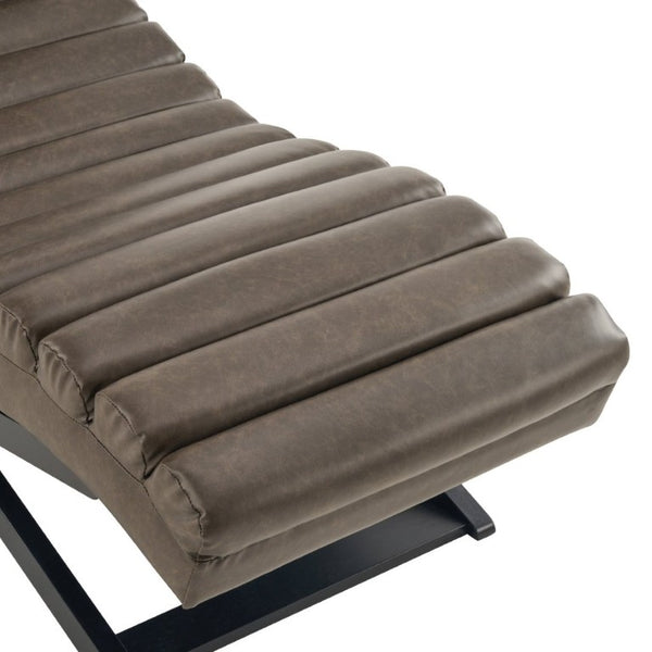English Elm Modern Faux Leather Chaise Lounge with X Base for Living Room or Bedroom N776P498768D