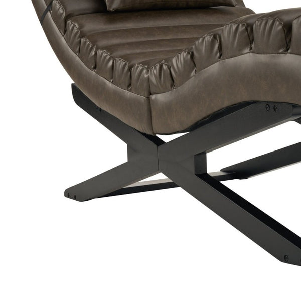 English Elm Modern Faux Leather Chaise Lounge with X Base for Living Room or Bedroom N776P498768D