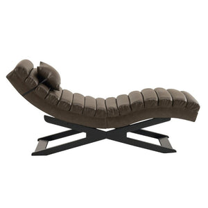 English Elm Modern Faux Leather Chaise Lounge with X Base for Living Room or Bedroom N776P498768D