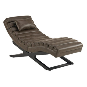 English Elm Modern Faux Leather Chaise Lounge with X Base for Living Room or Bedroom N776P498768D