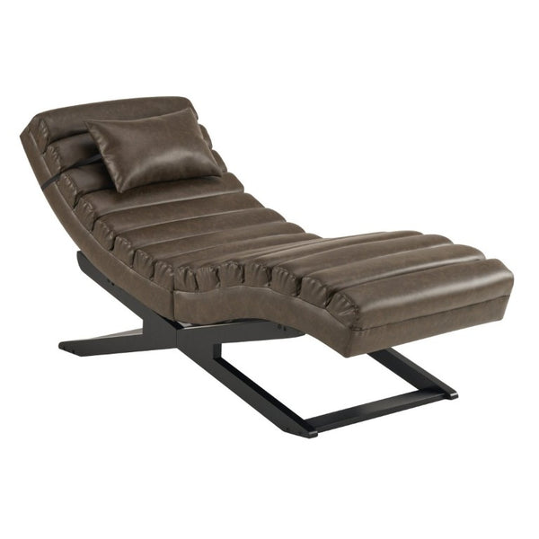 English Elm Modern Faux Leather Chaise Lounge with X Base for Living Room or Bedroom N776P498768D