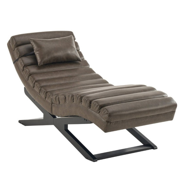 English Elm Modern Faux Leather Chaise Lounge with X Base for Living Room or Bedroom N776P498768D