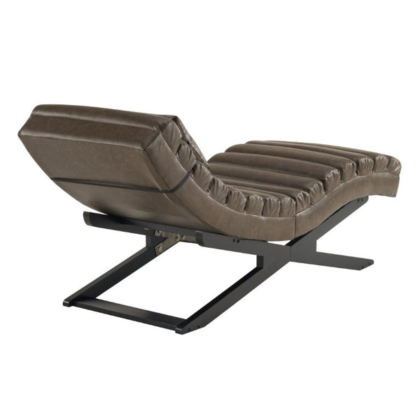 English Elm Modern Faux Leather Chaise Lounge with X Base for Living Room or Bedroom N776P498768D