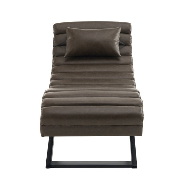 English Elm Modern Faux Leather Chaise Lounge with X Base for Living Room or Bedroom N776P498768D