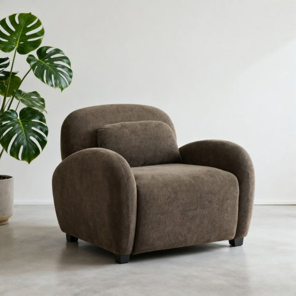 English Elm Maxx Plush Accent Armchair Wraparound Back Foam Cushion for Living Room Nooks Black, Dark Brown N776P499883D