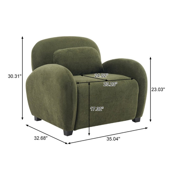 English Elm Maxx Plush Accent Armchair Wraparound Back Foam Cushion for Living Room Nooks Black, Olive Green N776P499883G
