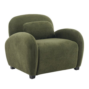 English Elm Maxx Plush Accent Armchair Wraparound Back Foam Cushion for Living Room Nooks Black, Olive Green N776P499883G