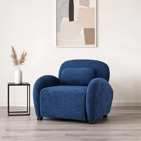 English Elm Maxx Plush Accent Armchair Wraparound Back Foam Cushion for Living Room Nooks Black, Blue N776P499883S
