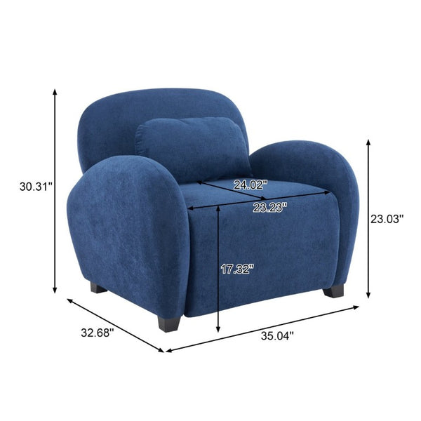 English Elm Maxx Plush Accent Armchair Wraparound Back Foam Cushion for Living Room Nooks Black, Blue N776P499883S