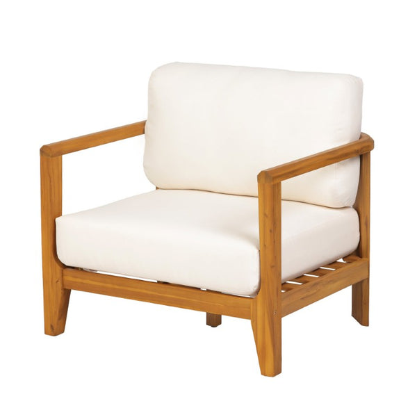 English Elm Boho Handwoven PE Wicker Outdoor Accent Chair Set All Weather Patio Seating Beige/Teak Acacia Wood Set of 2 N776P505070T-2