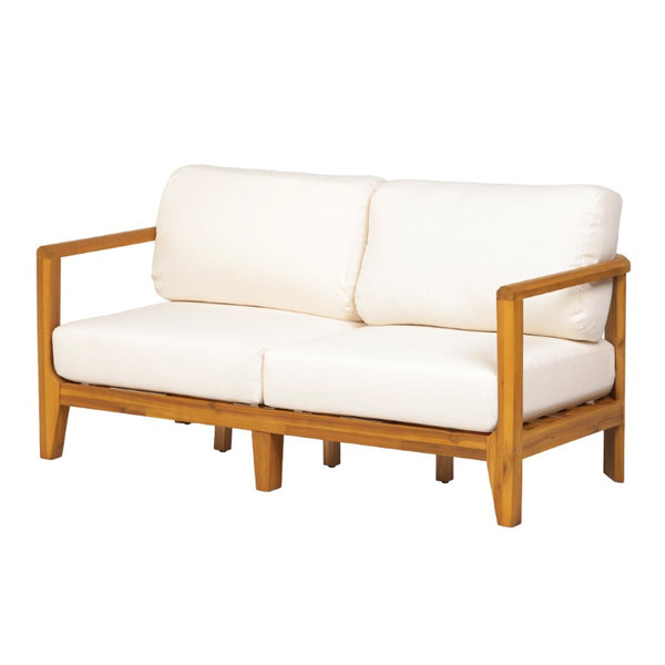 English Elm Elysian Outdoor Acacia Wood 4 Piece Chat Set with Plush Weather Resistant Cushions N776P505070T-2_N776P505071T