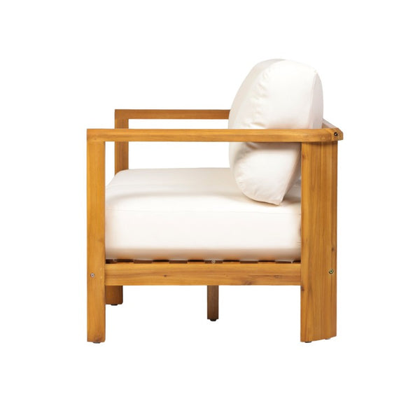 English Elm Elysian Outdoor Acacia Wood 4 Piece Chat Set with Plush Weather Resistant Cushions N776P505070T-2_N776P505071T