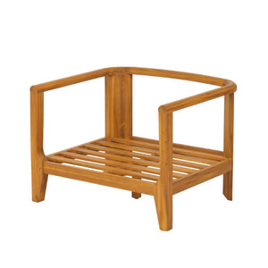 English Elm Boho Handwoven PE Wicker Outdoor Accent Chair Set All Weather Patio Seating Beige/Teak Acacia Wood Single N776P505070T