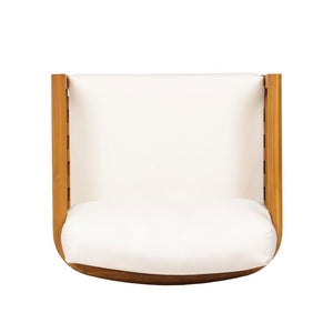 English Elm Boho Handwoven PE Wicker Outdoor Accent Chair Set All Weather Patio Seating Beige/Teak Acacia Wood Single N776P505070T