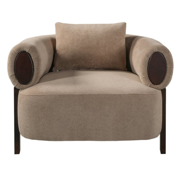 English Elm Audrey Armchair Wrap Around Solid Wood Frame Scandinavian Lounge Reading Chair Brown 38.5 L x 34.5 W x 27 H Set of 2 N776P507258B-2